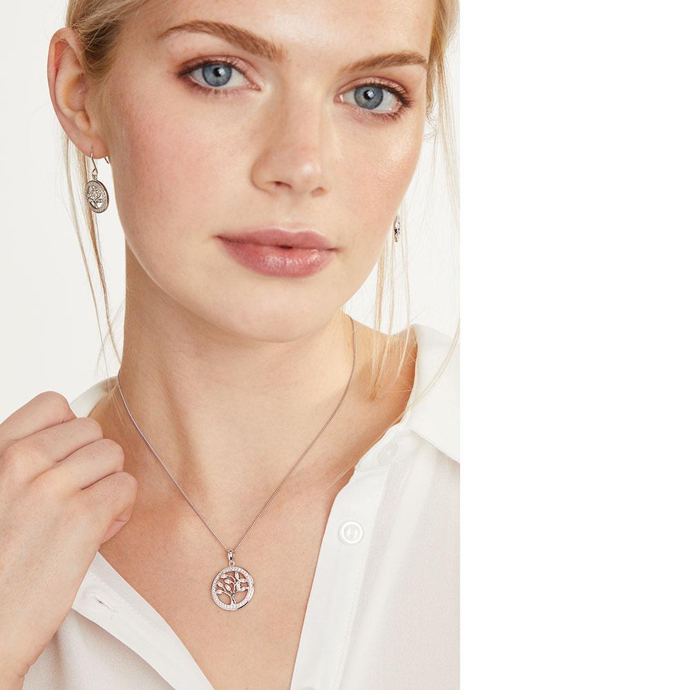 Sterling Silver Tree Of Life Drop Earrings