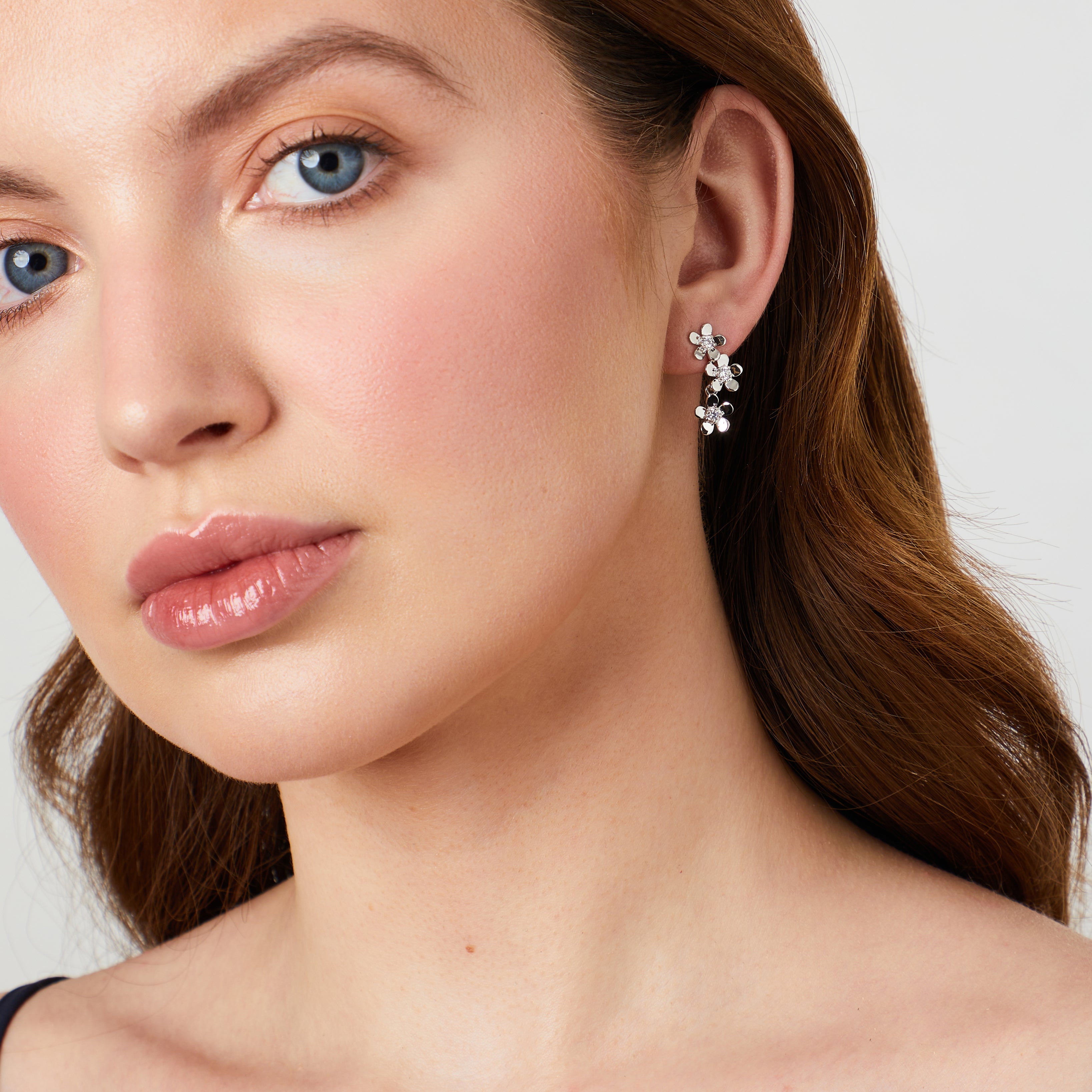 Sterling Silver Small Daisy Drop Earrings