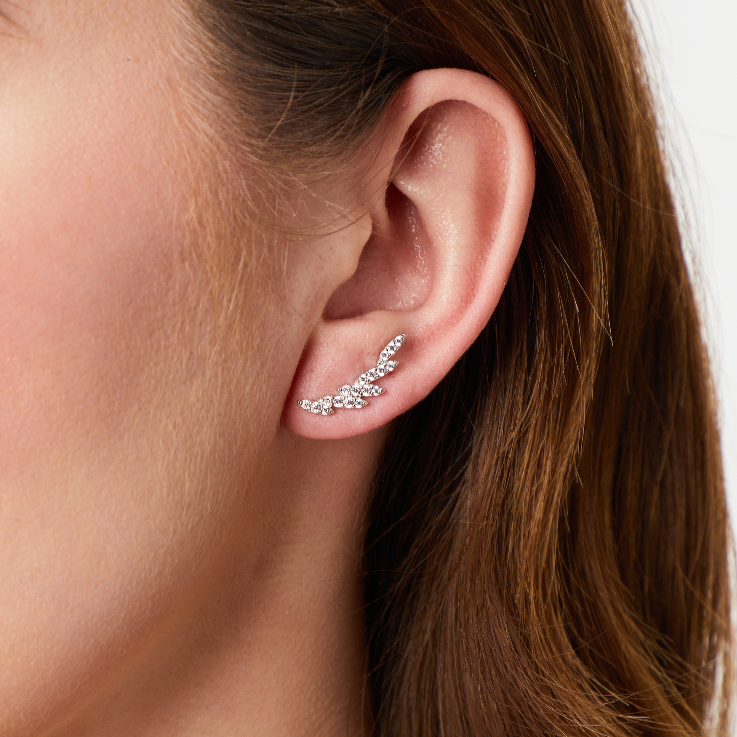 Sterling Silver Oval Cuff Climber Earrings