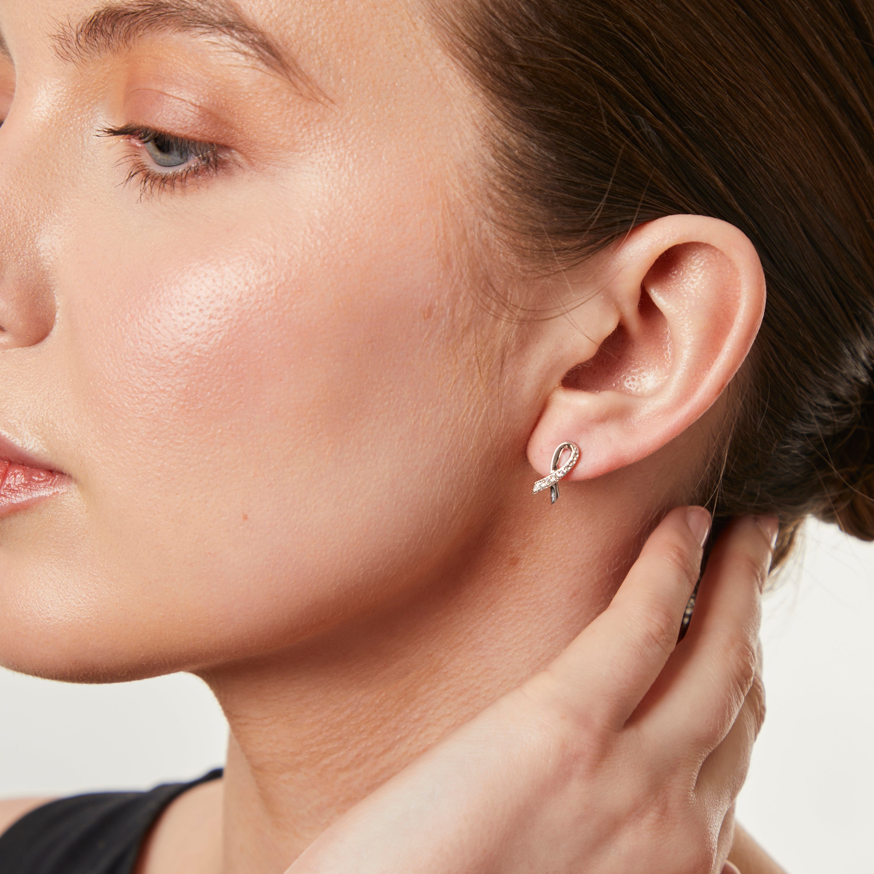 Sterling Silver Cubic Zirconia Ribbon Earrings