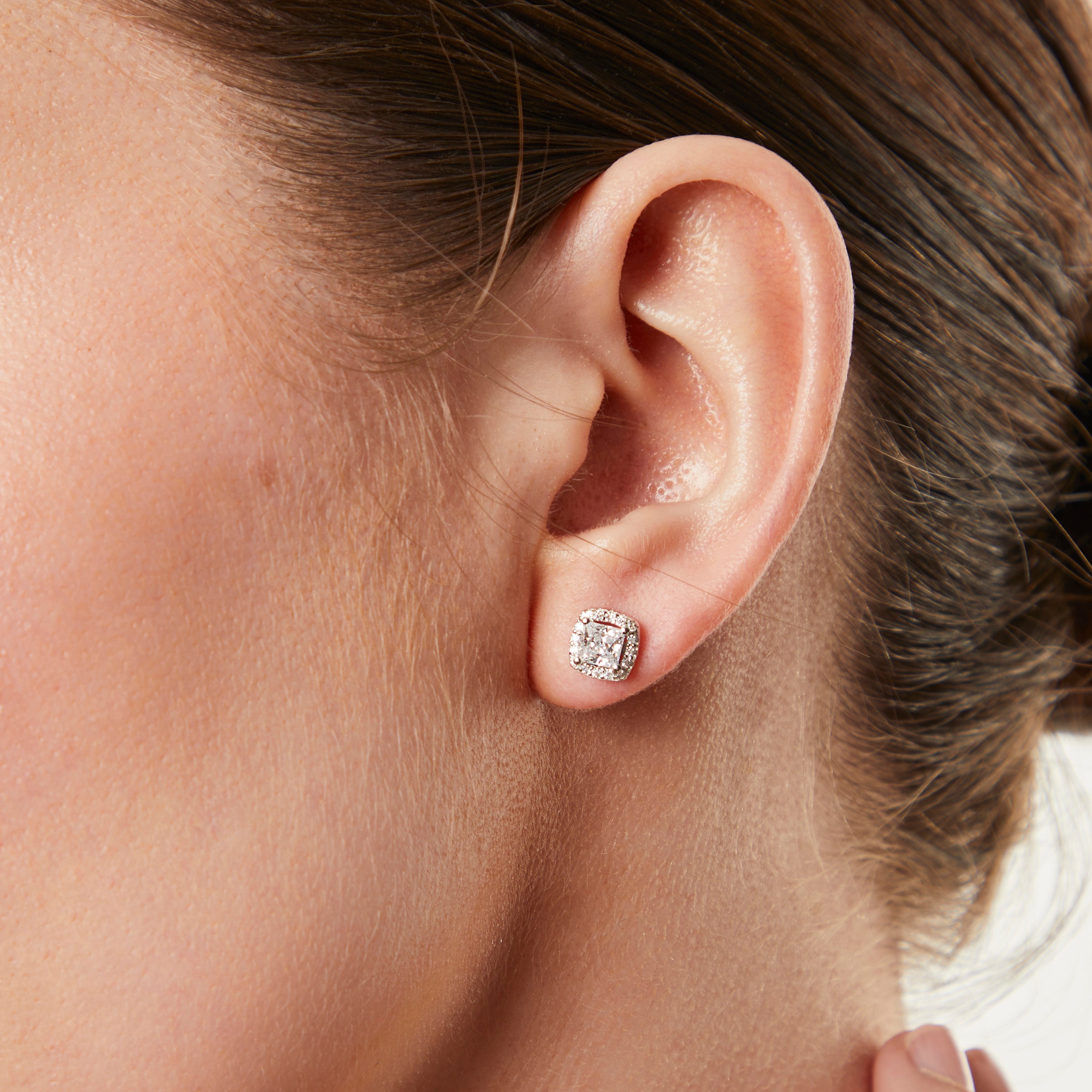 Sterling Silver Small  Halo Stud Earrings