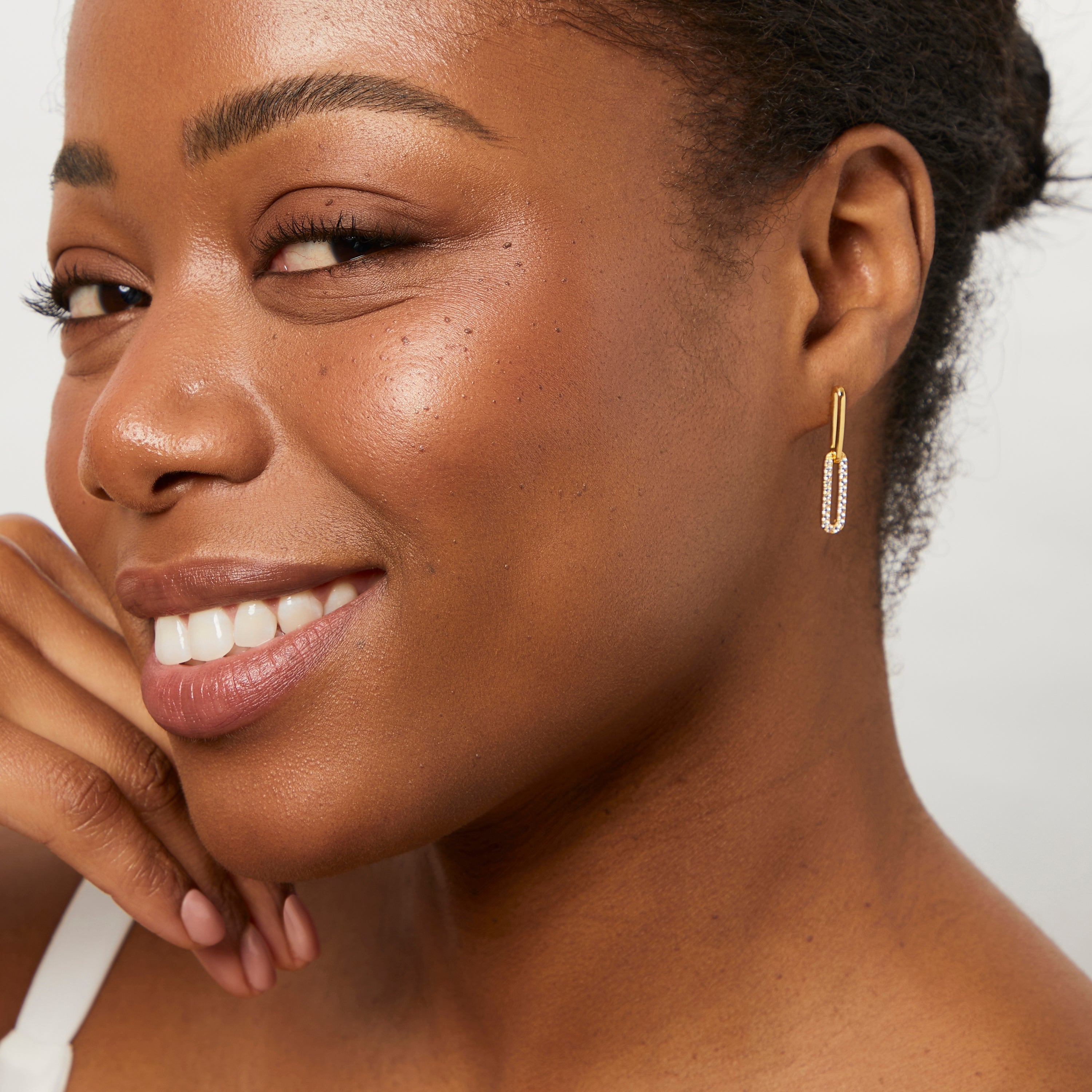 Yellow Gold Paperlink Stone Set Drop Earrings