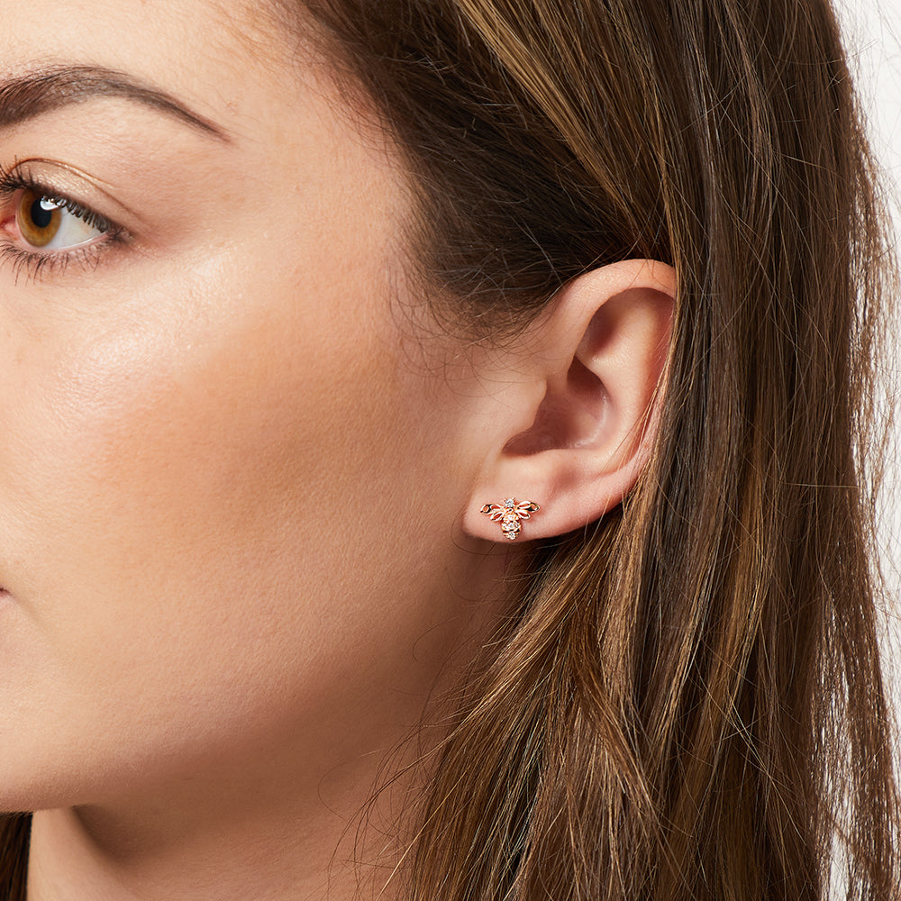Bee Stud Earrings Set with Cubic Zirconia
