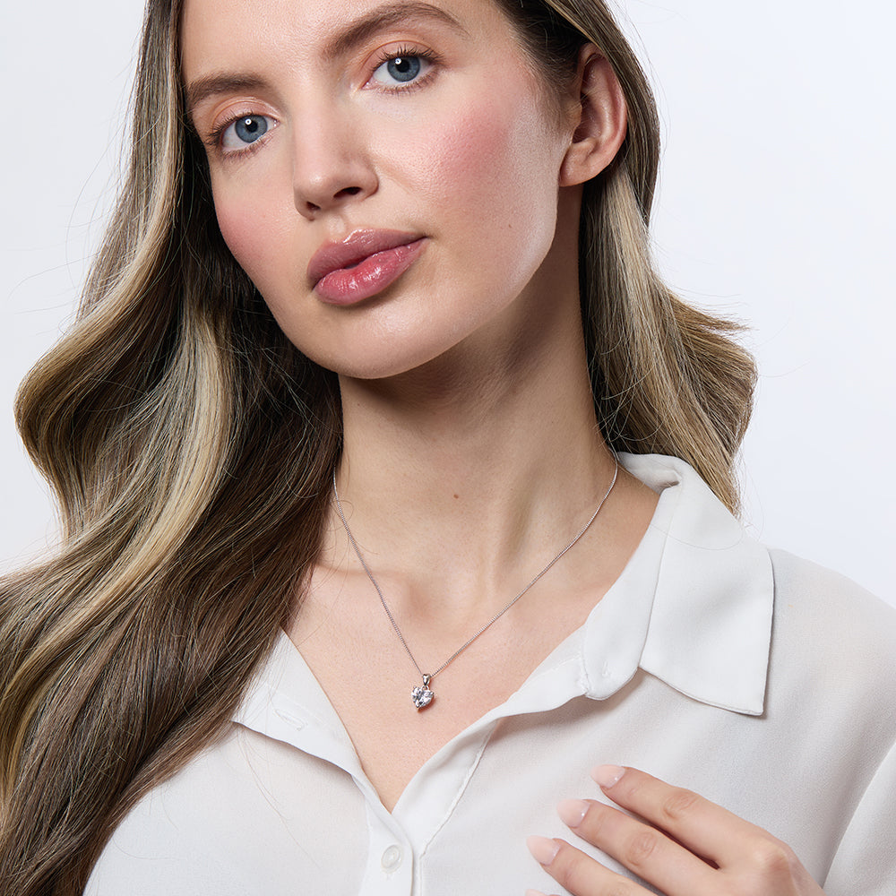 Sterling Silver Solitaire Heart Pendant