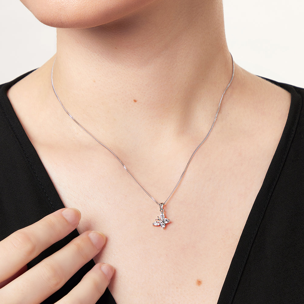 Sterling Silver Small Offset  Butterfly  Necklace