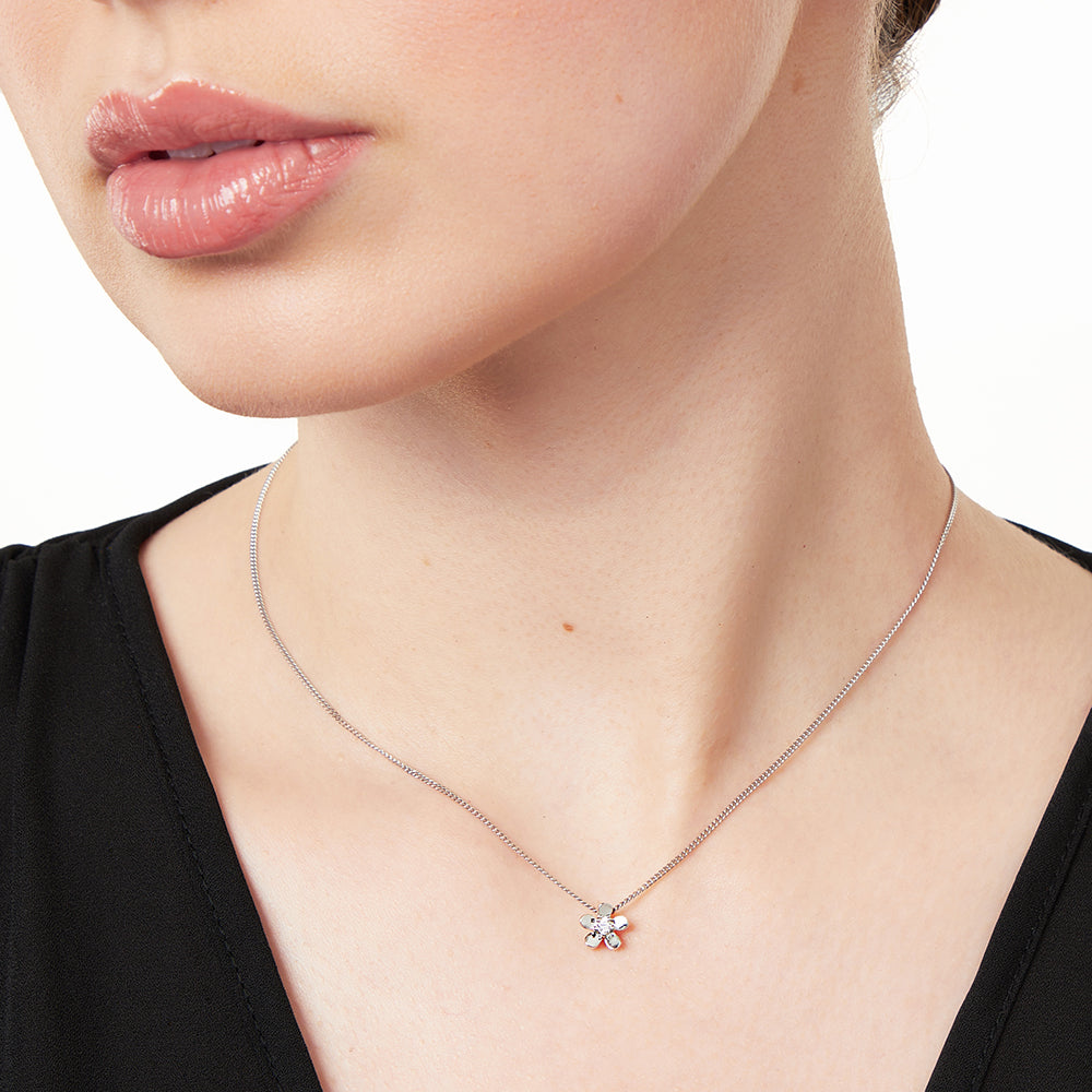 Sterling Silver  Five Petal Flower Pendant