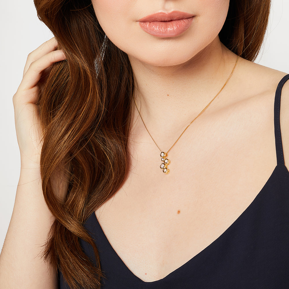 18ct Gold Vermeil Bubbles Drop Necklace | Bezel-Set Cluster Pendant