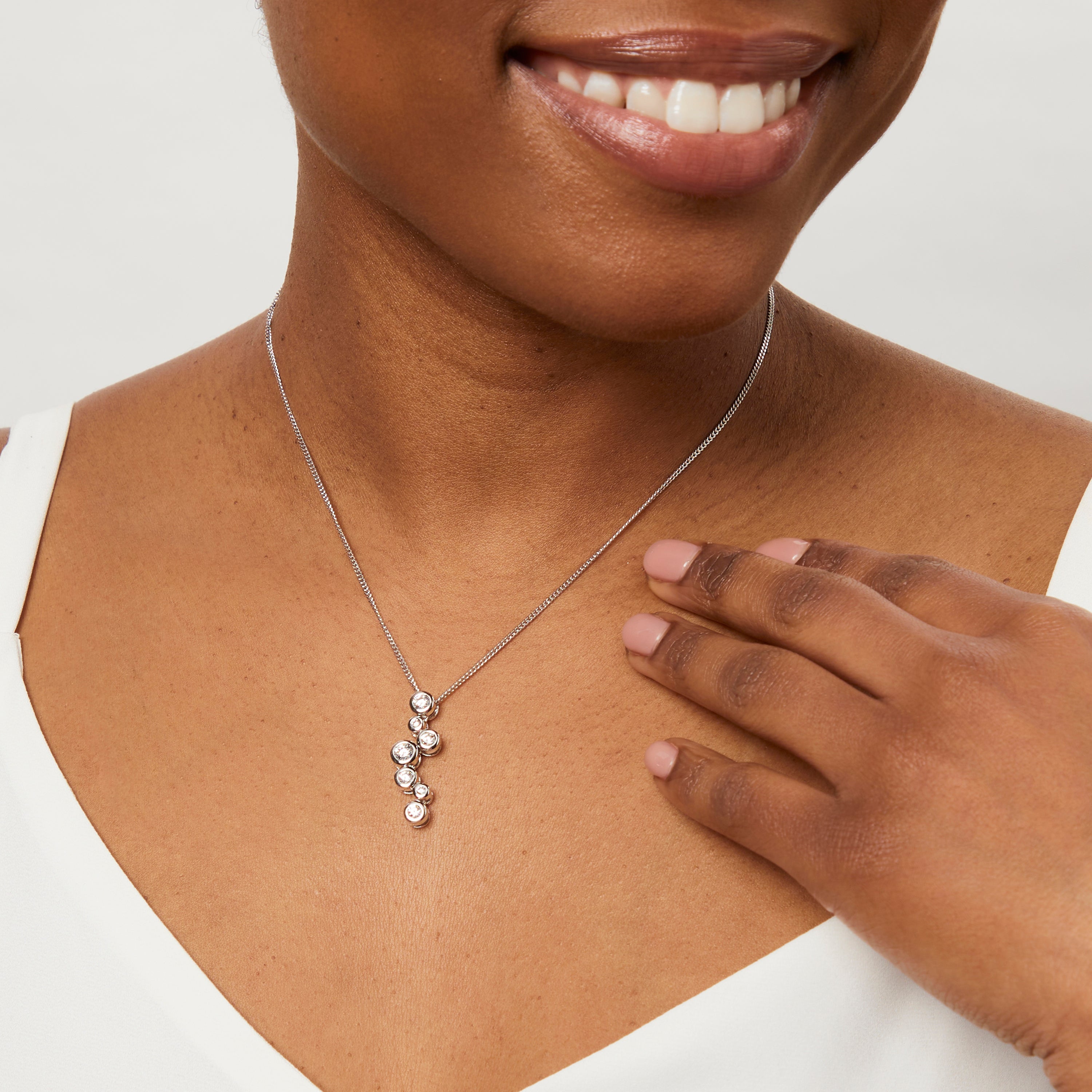 Sterling Silver 7 Stone Bubble Pendant
