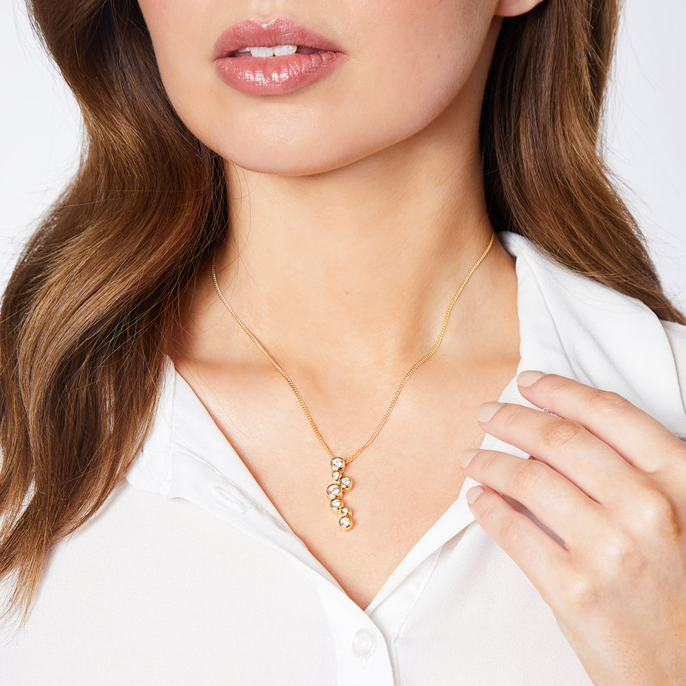 Yellow Gold Seven Stone Drop Bubble Pendant