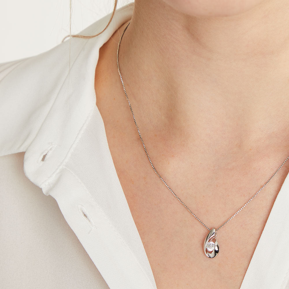 Sterling Silver Open Pear Drop Shape Pendant