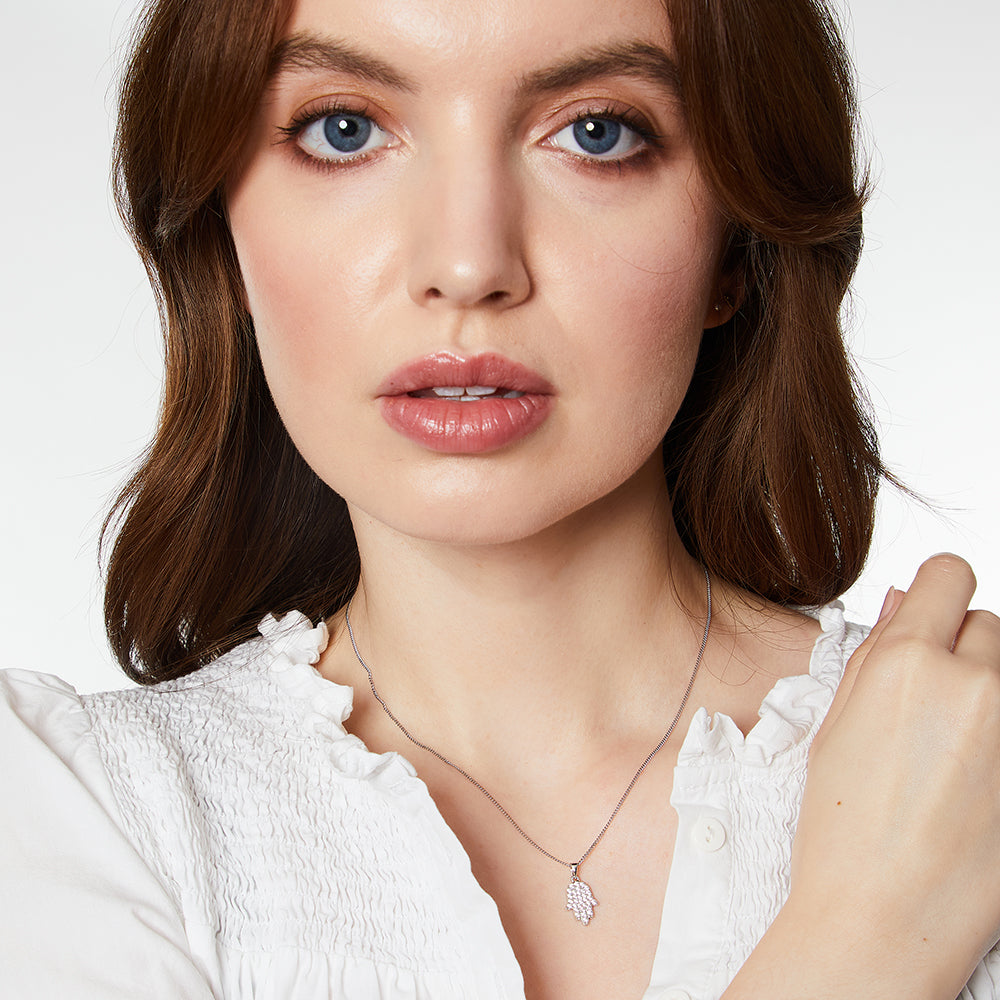 Sterling Silver Hamsa Hand Necklace