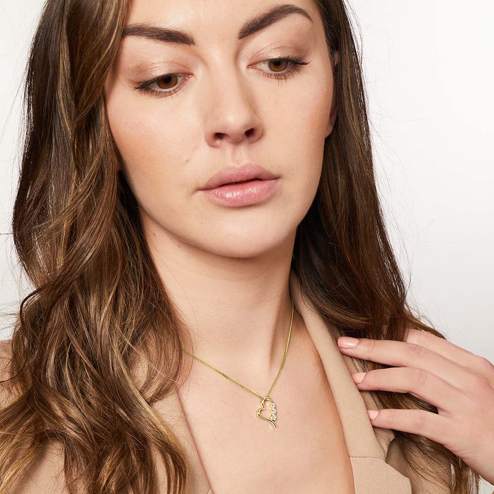 Gold Vermeil Heart Three Stones Pendant