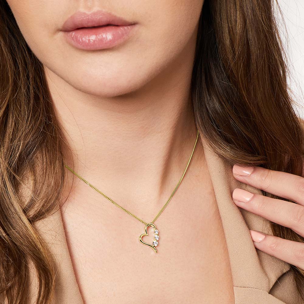 Gold Vermeil Heart Three Stones Pendant
