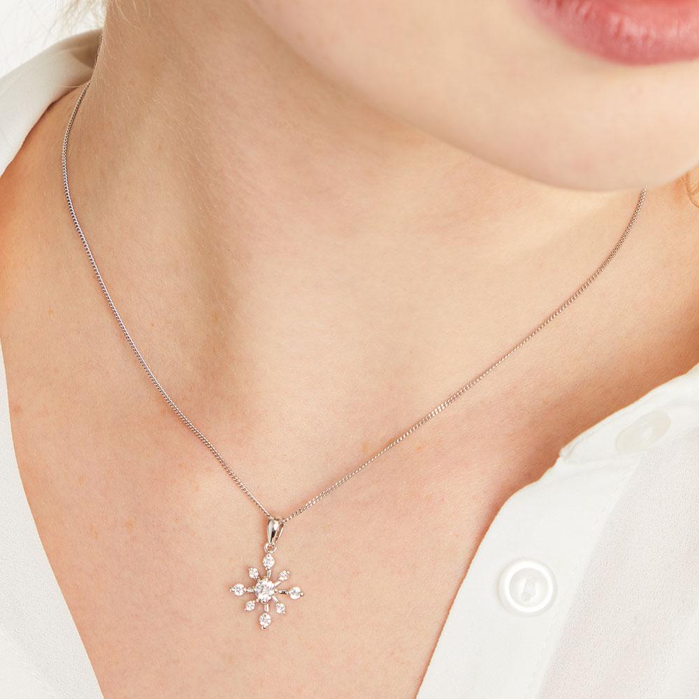 Sterling Silver Spiky Cubic Zirconia Snowflake Pendant