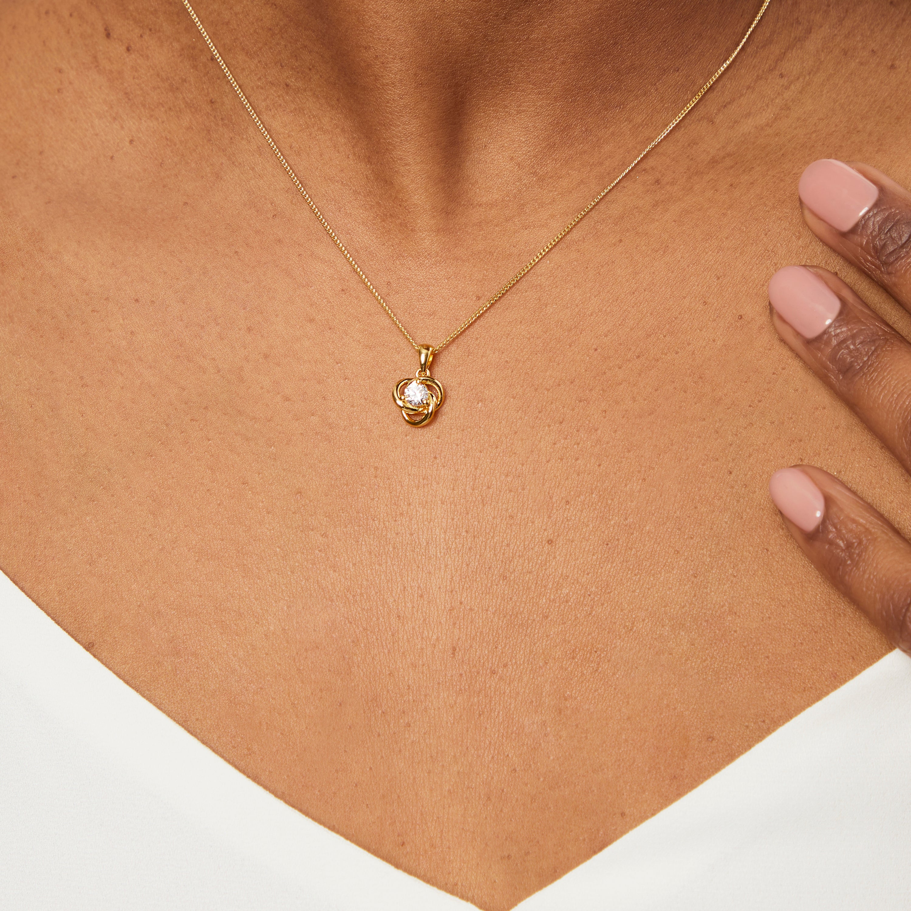 Gold Vermeil Knot Cubic Zirconia Pendant