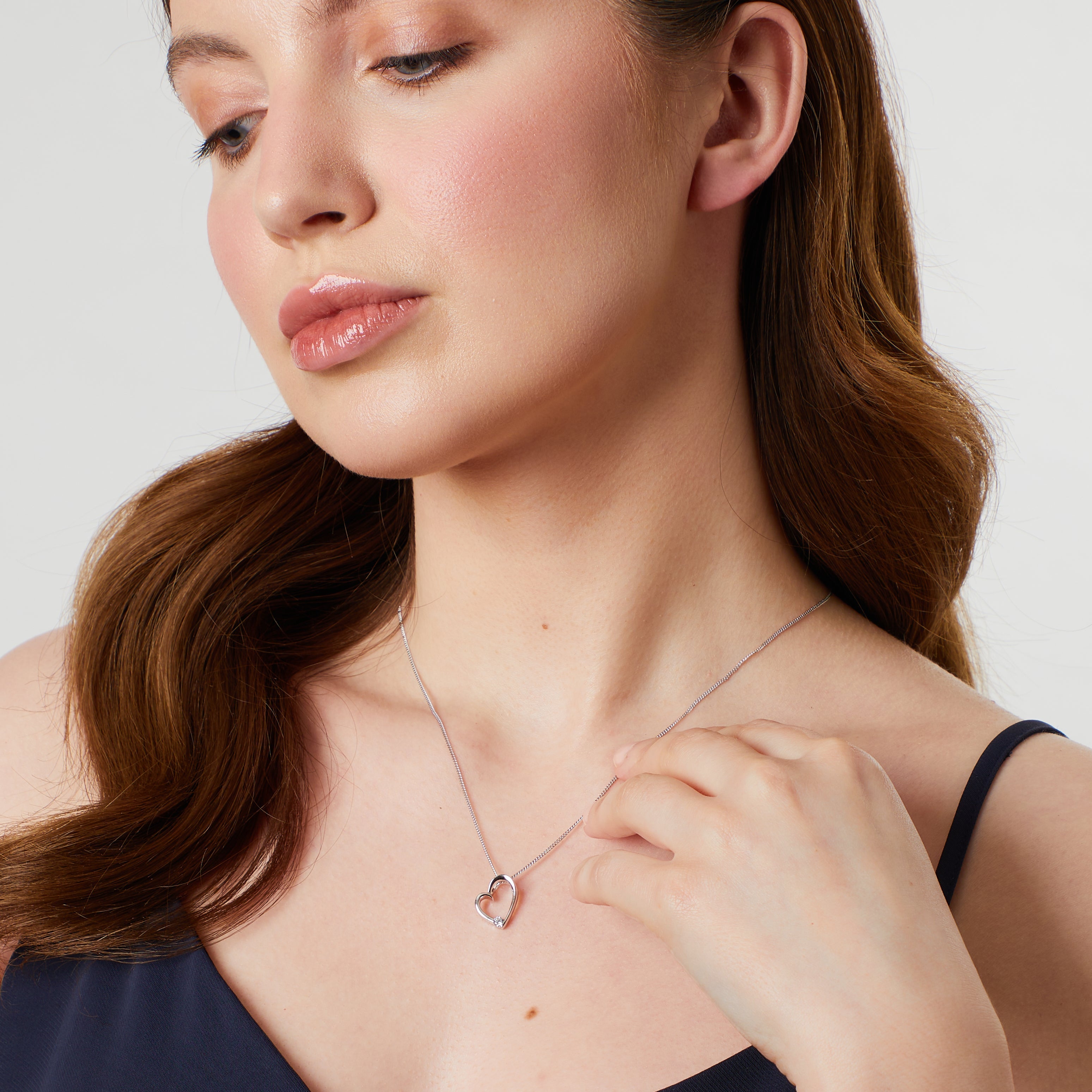 Sterling Silver Small Cubic Zirconia Tipped Heart Pendant