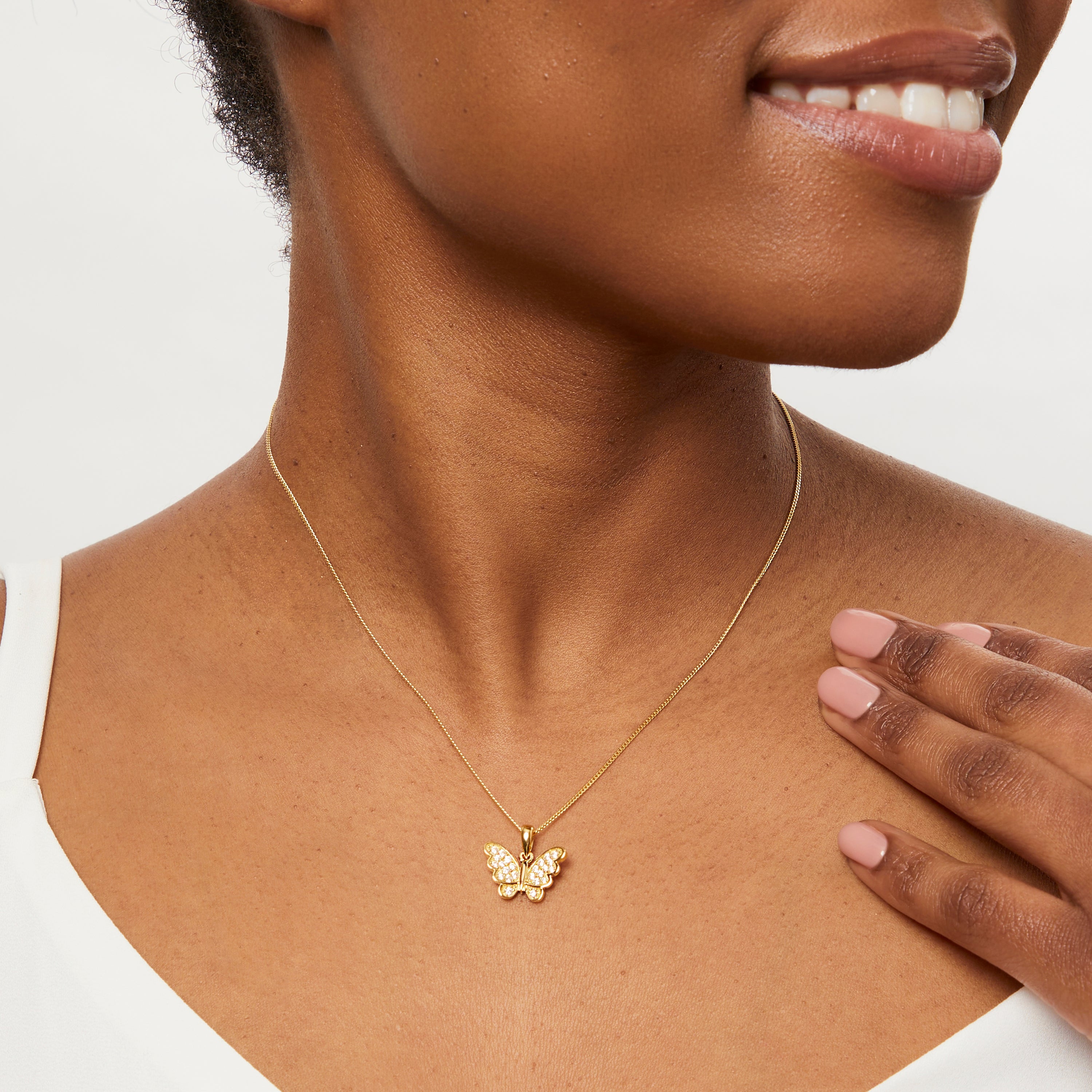 18ct Gold Vermeil Butterfly Pendant Necklace