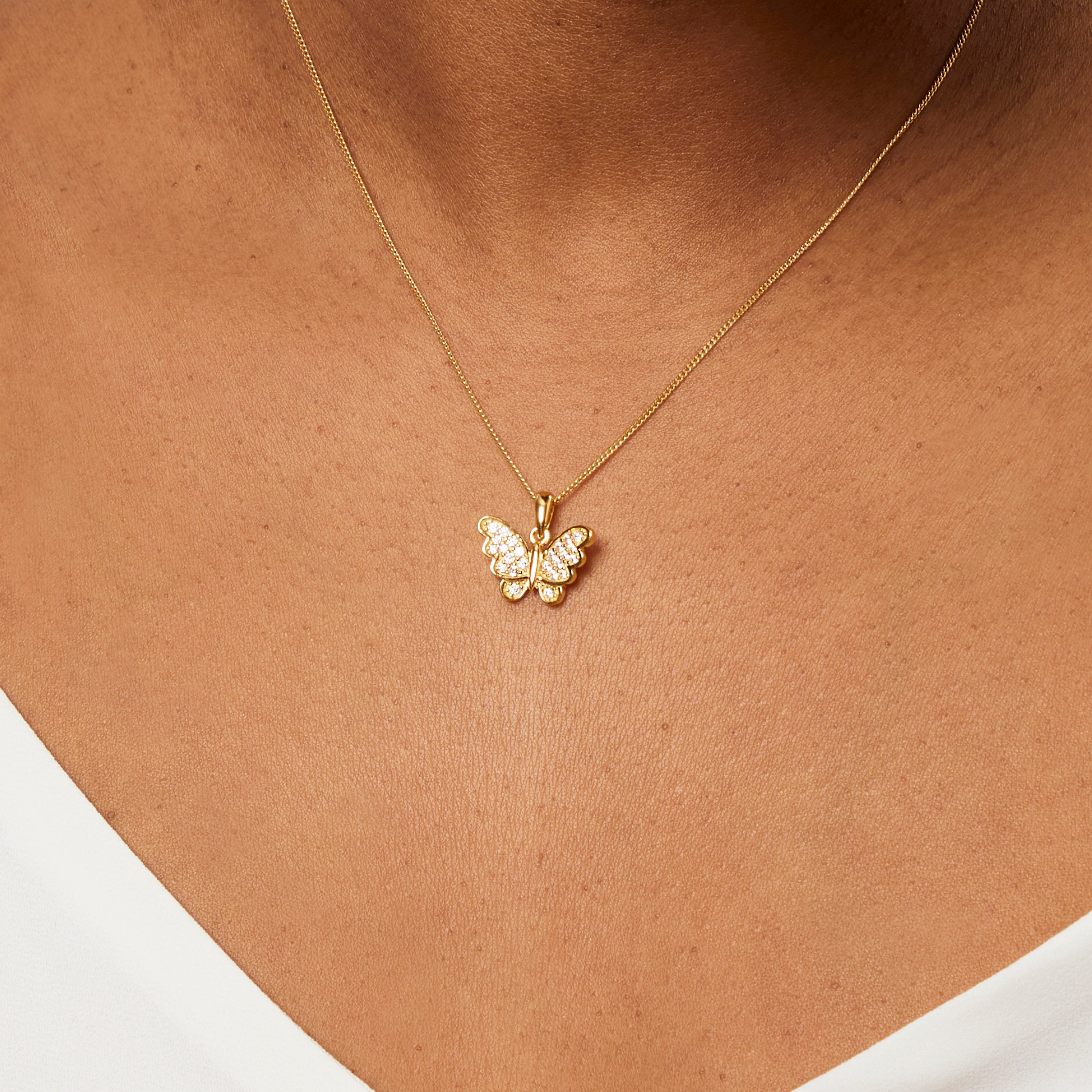 18ct Gold Vermeil Butterfly Pendant Necklace