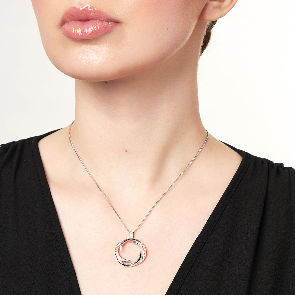 Sterling Silver Cubic Zirconia Overlapping Curl Pendant