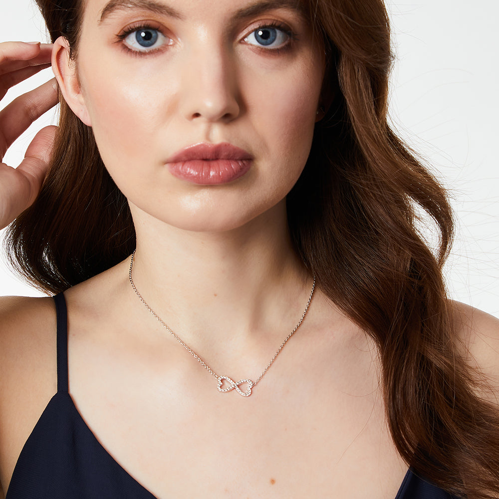 Sterling Silver Infinity Heart  Necklace