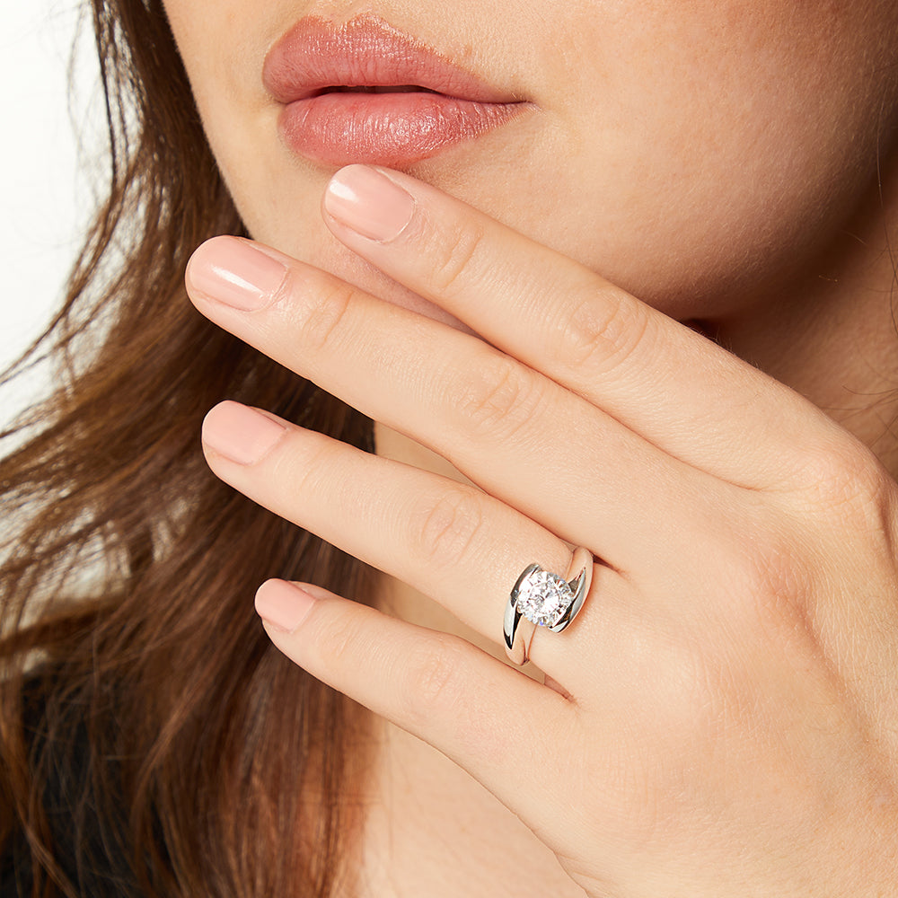 Sterling Silver   2 Carat Cubic Zirconia Ring