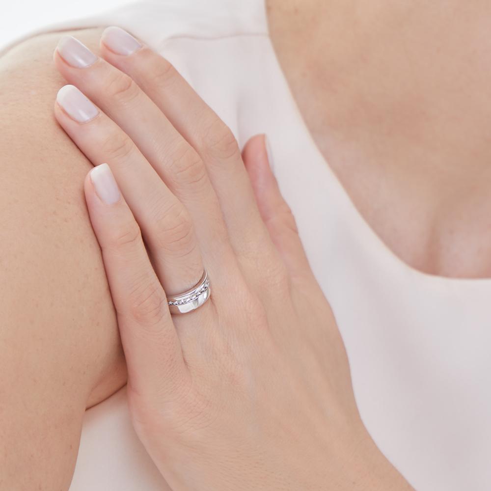 Sterling Silver And Rail Set Cubic Zirconia Ring