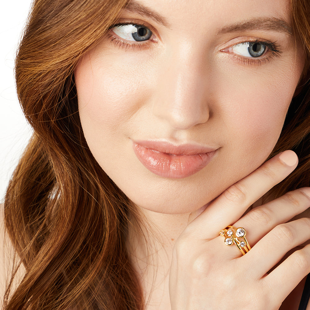 Gold Vermeil 5 Stone Cubic Zirconia  Bubble Ring