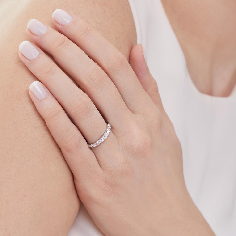 Sterling Silver And Cubic Zirconia Half Eternity Ring