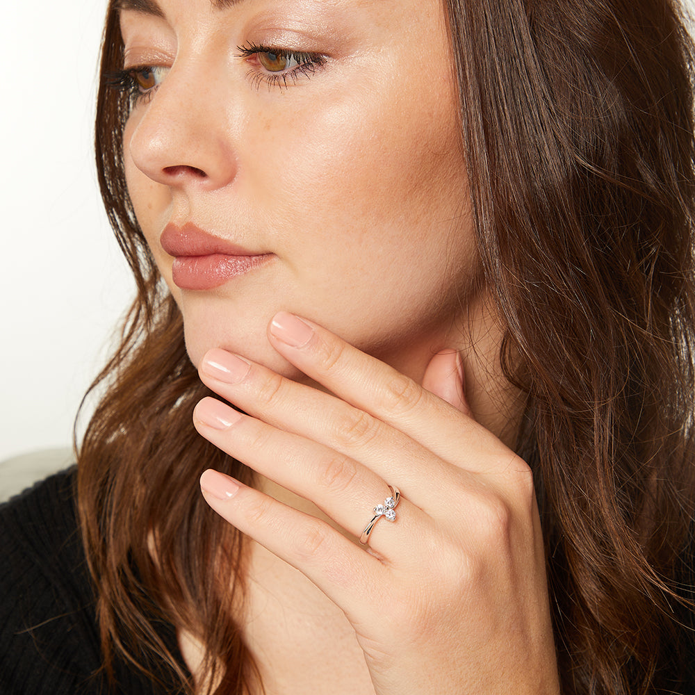 Sterling Silver Three Stone  Ring
