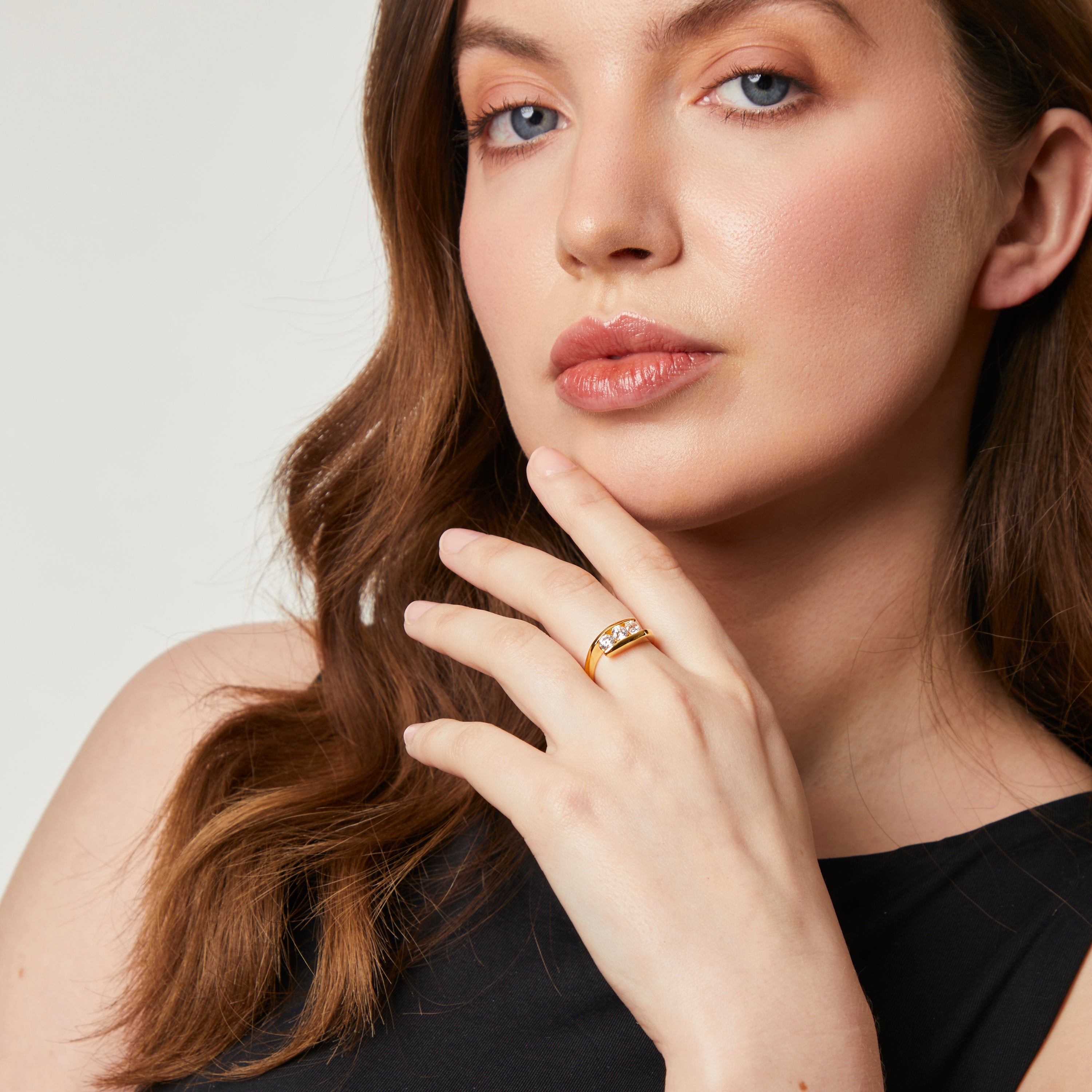 Yellow Gold  Three Stone Ring