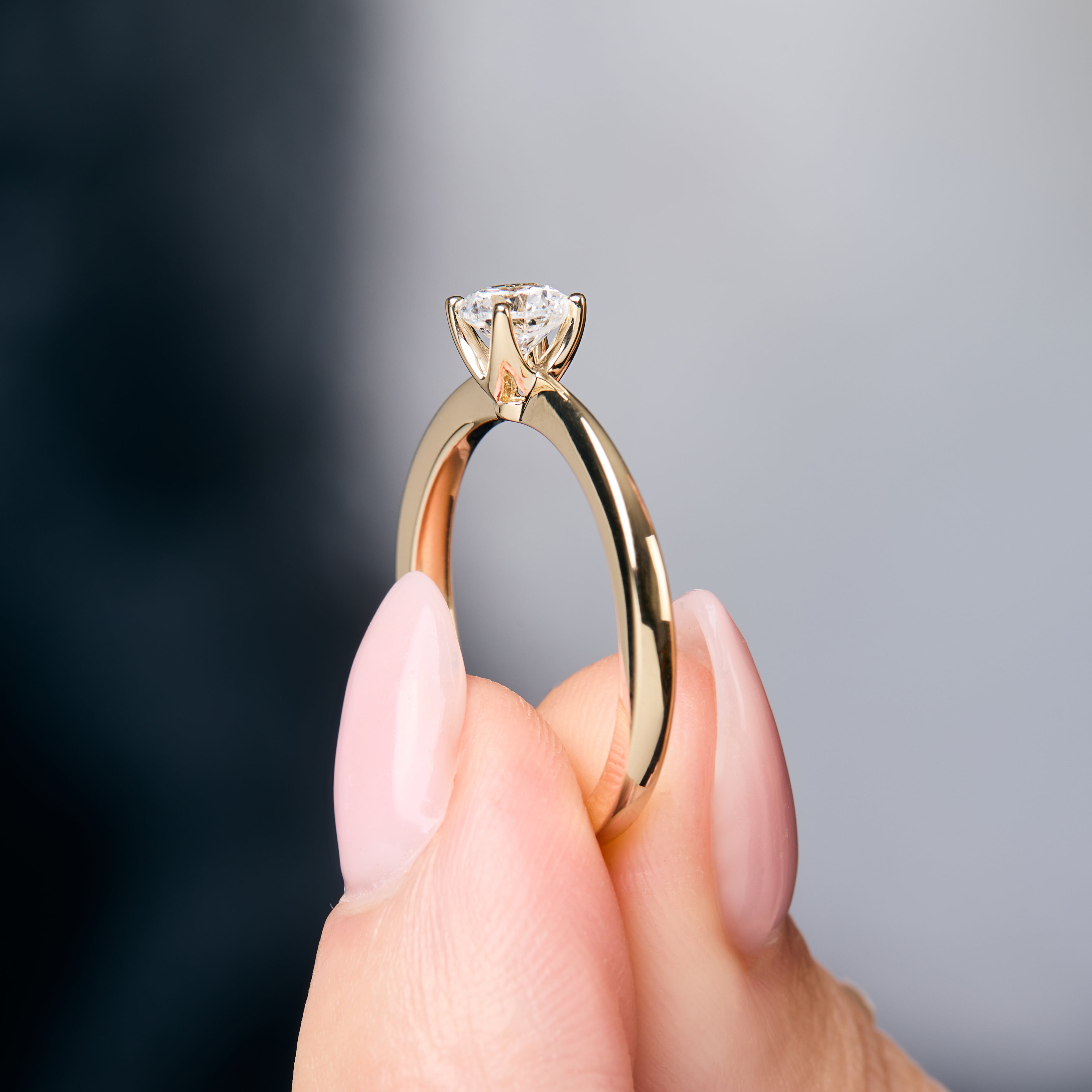 9ct Gold Solitaire Lab Half Carat Diamond Ring | Round Brilliant E VS1