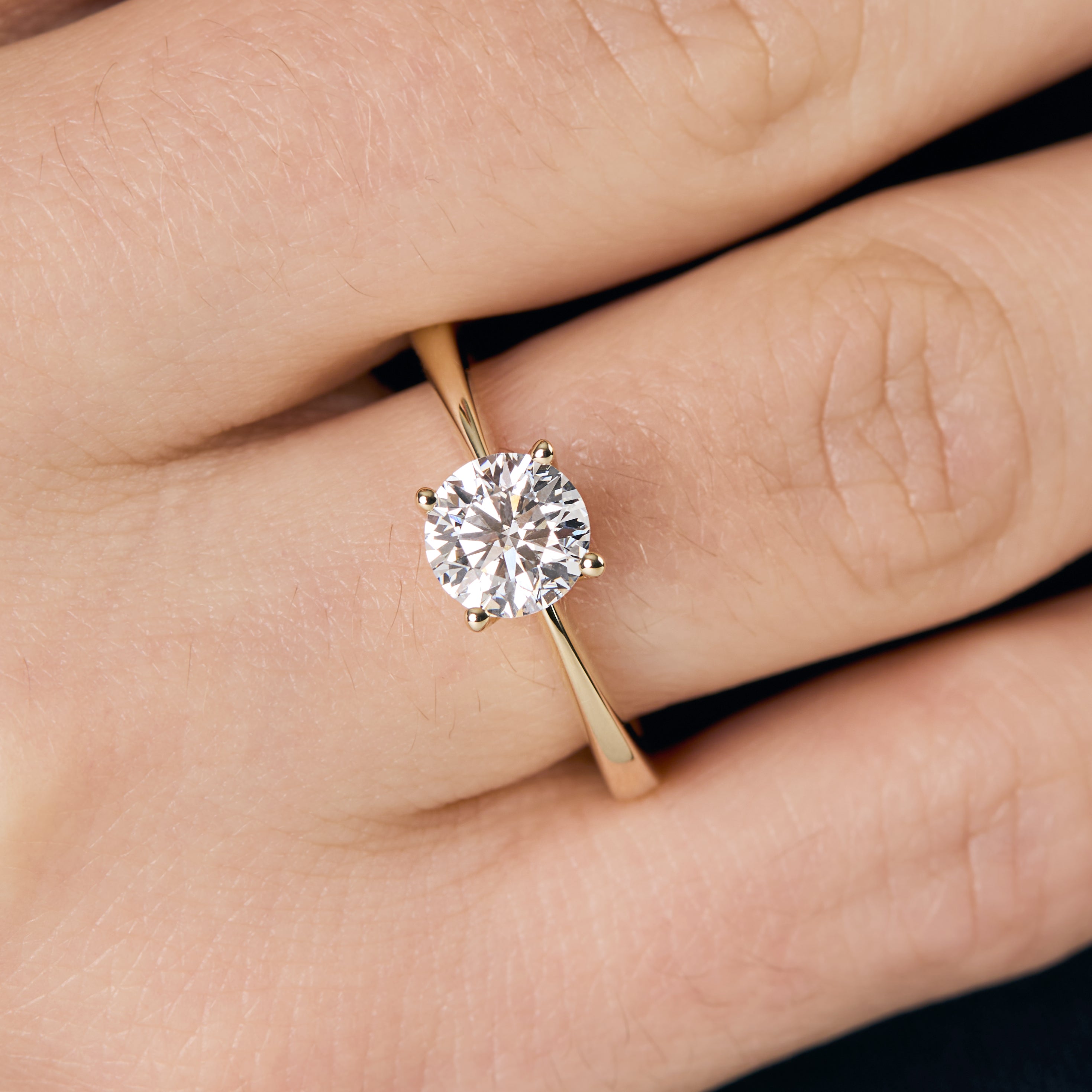 9ct Gold Solitaire 1 Carat Lab Diamond Ring | Round Brilliant E VS1