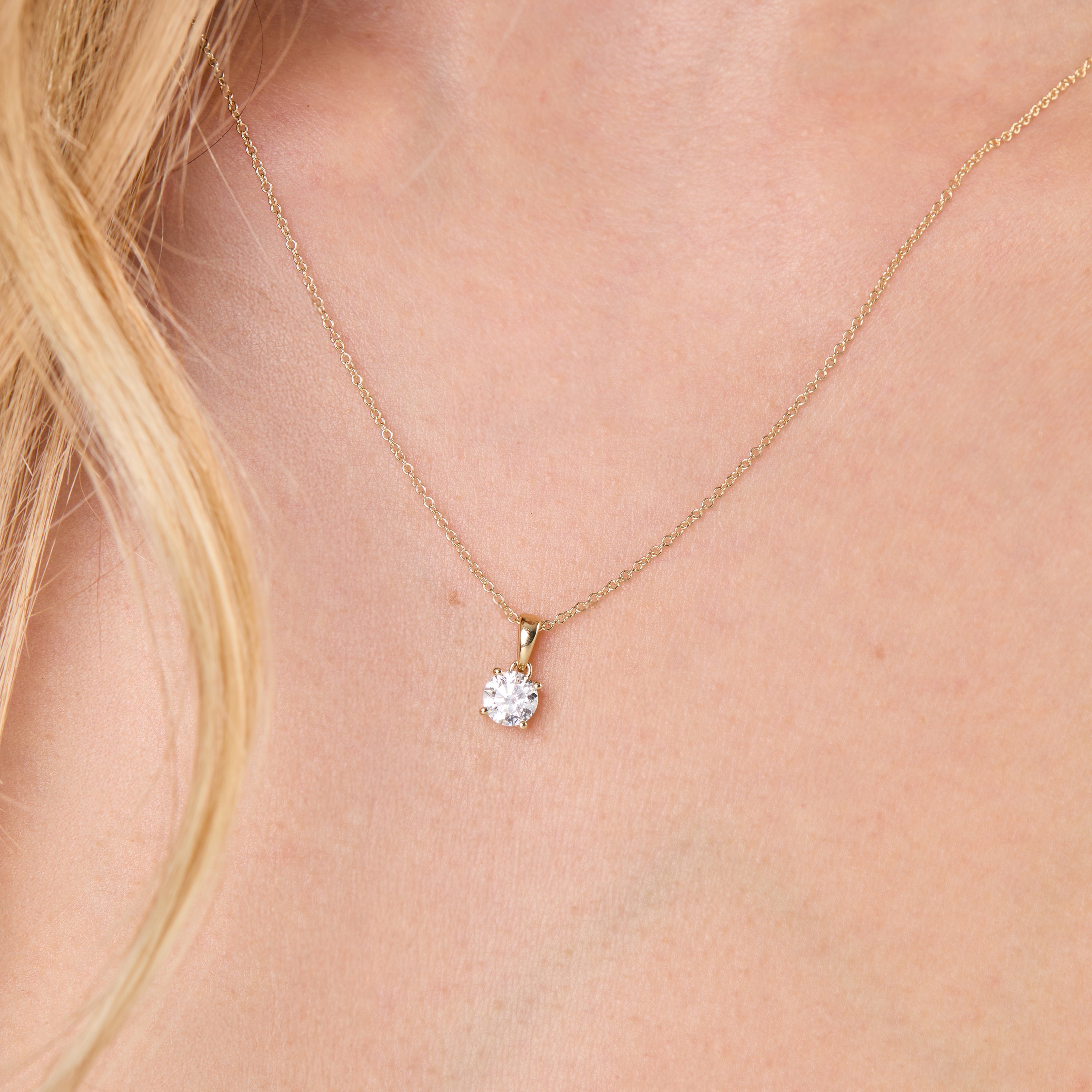 Solitaire 0.5 Carat Lab Grown Diamond Pendant Set in 9ct Yellow Gold