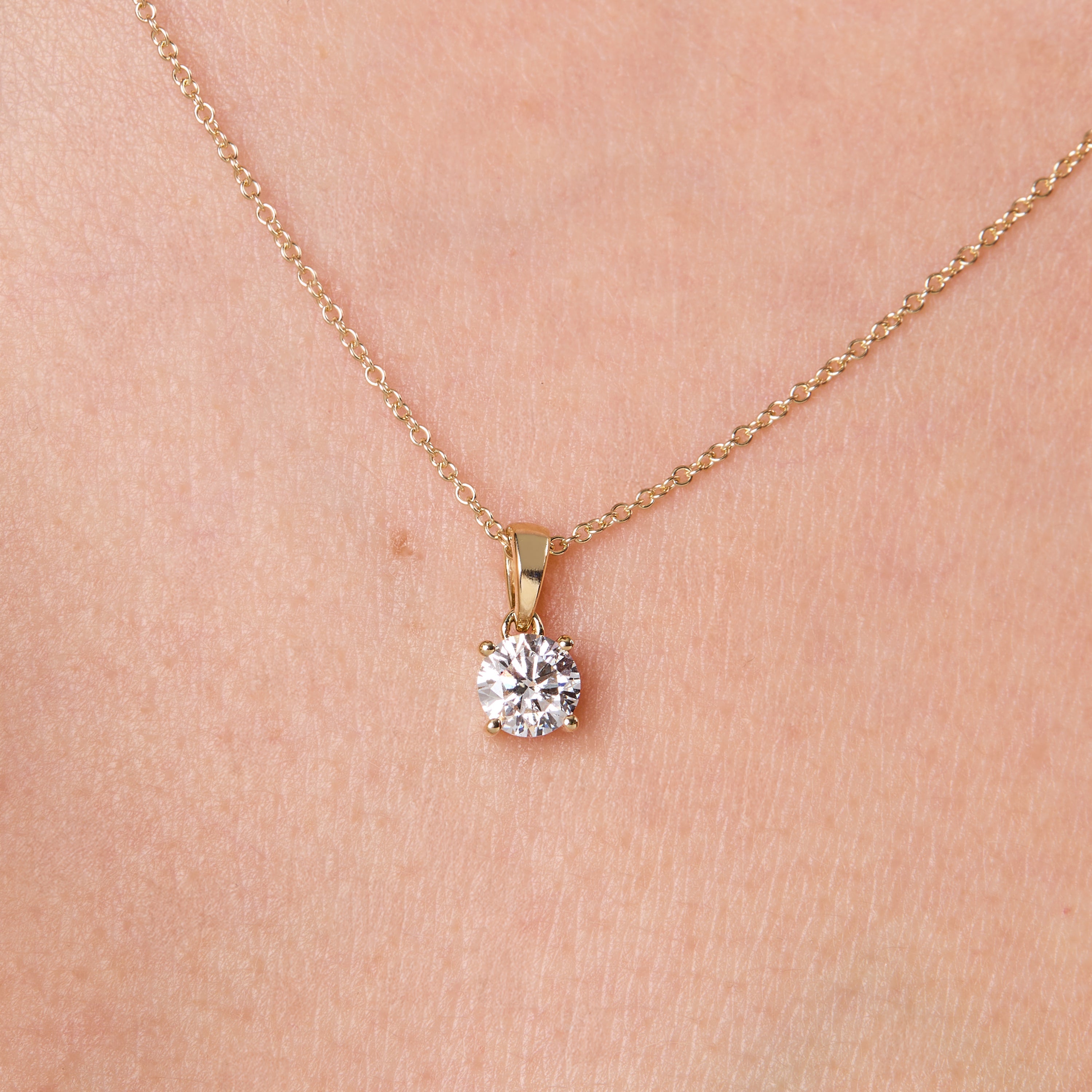 Solitaire 0.5 Carat Lab Grown Diamond Pendant Set in 9ct Yellow Gold