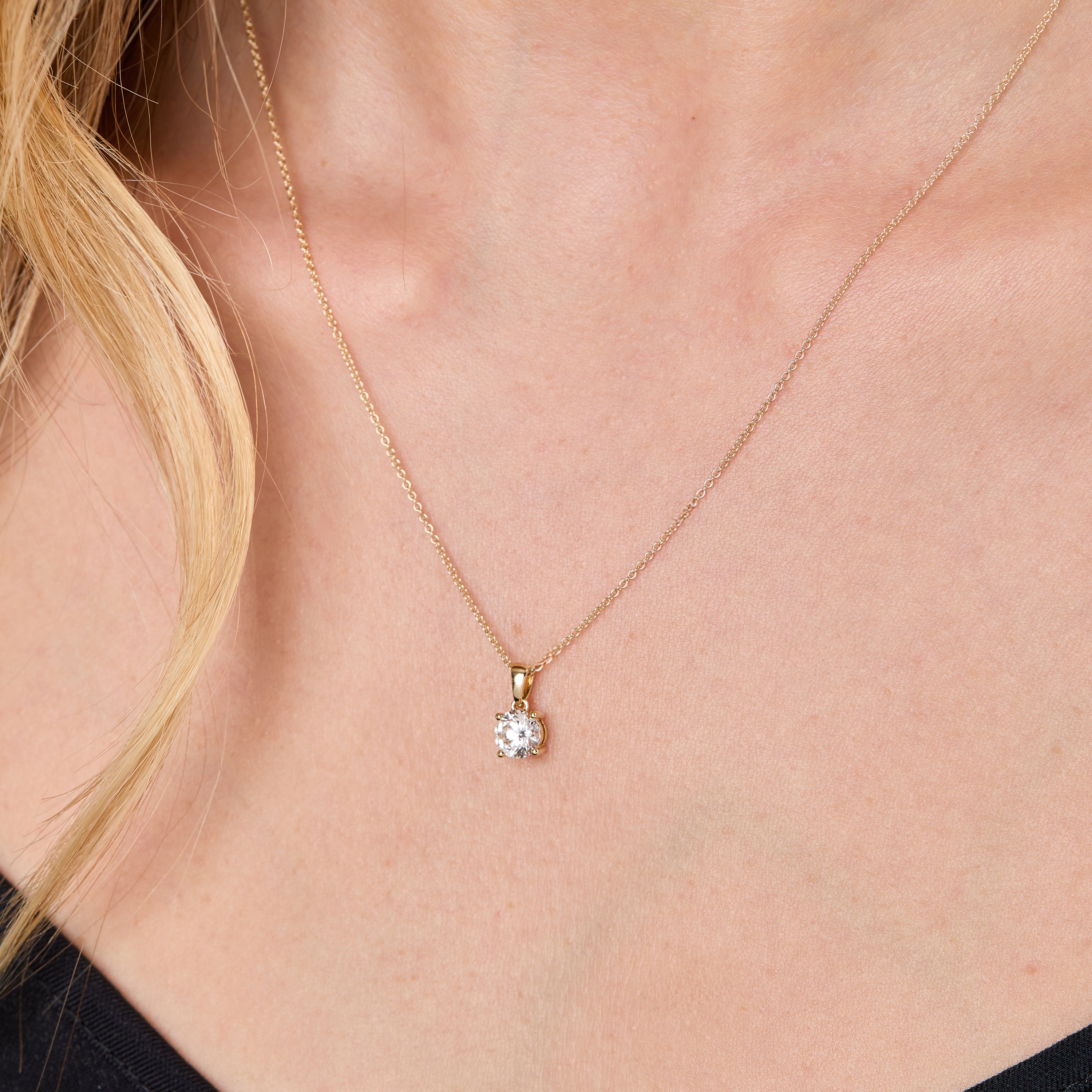 Solitaire 1 Carat Lab Grown Diamond Pendant Set in 9ct Yellow Gold
