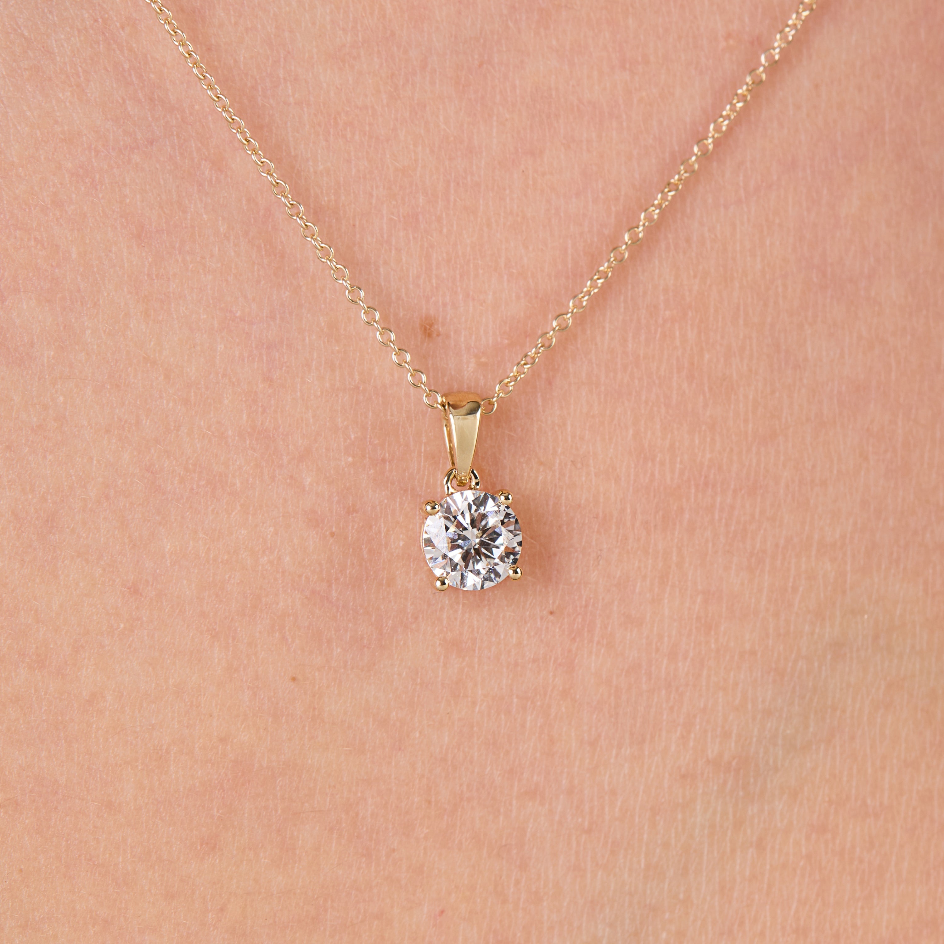 Solitaire 1 Carat Lab Grown Diamond Pendant Set in 9ct Yellow Gold