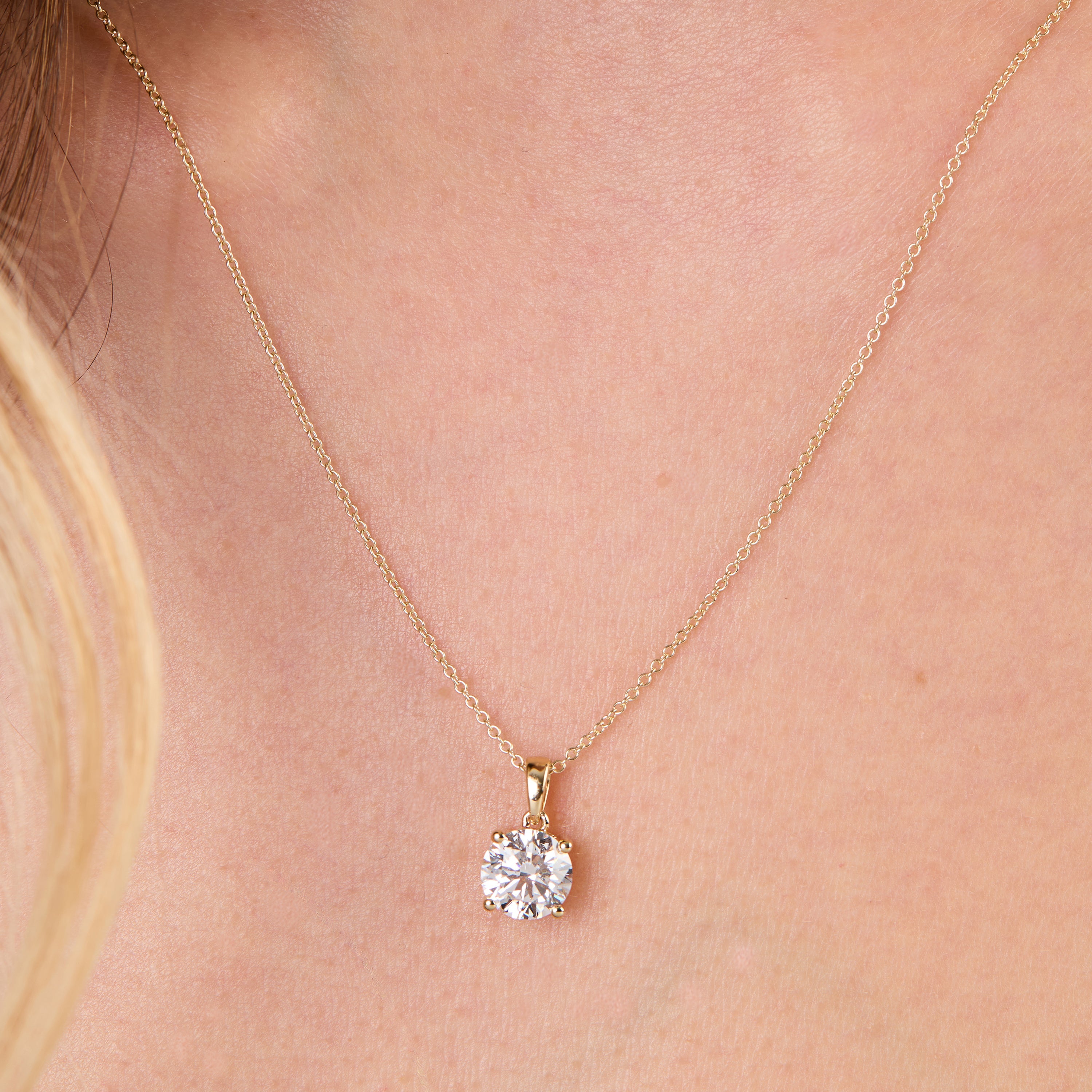 Solitaire 1.5 Carat Lab Grown Diamond Pendant Set in 9ct Yellow Gold