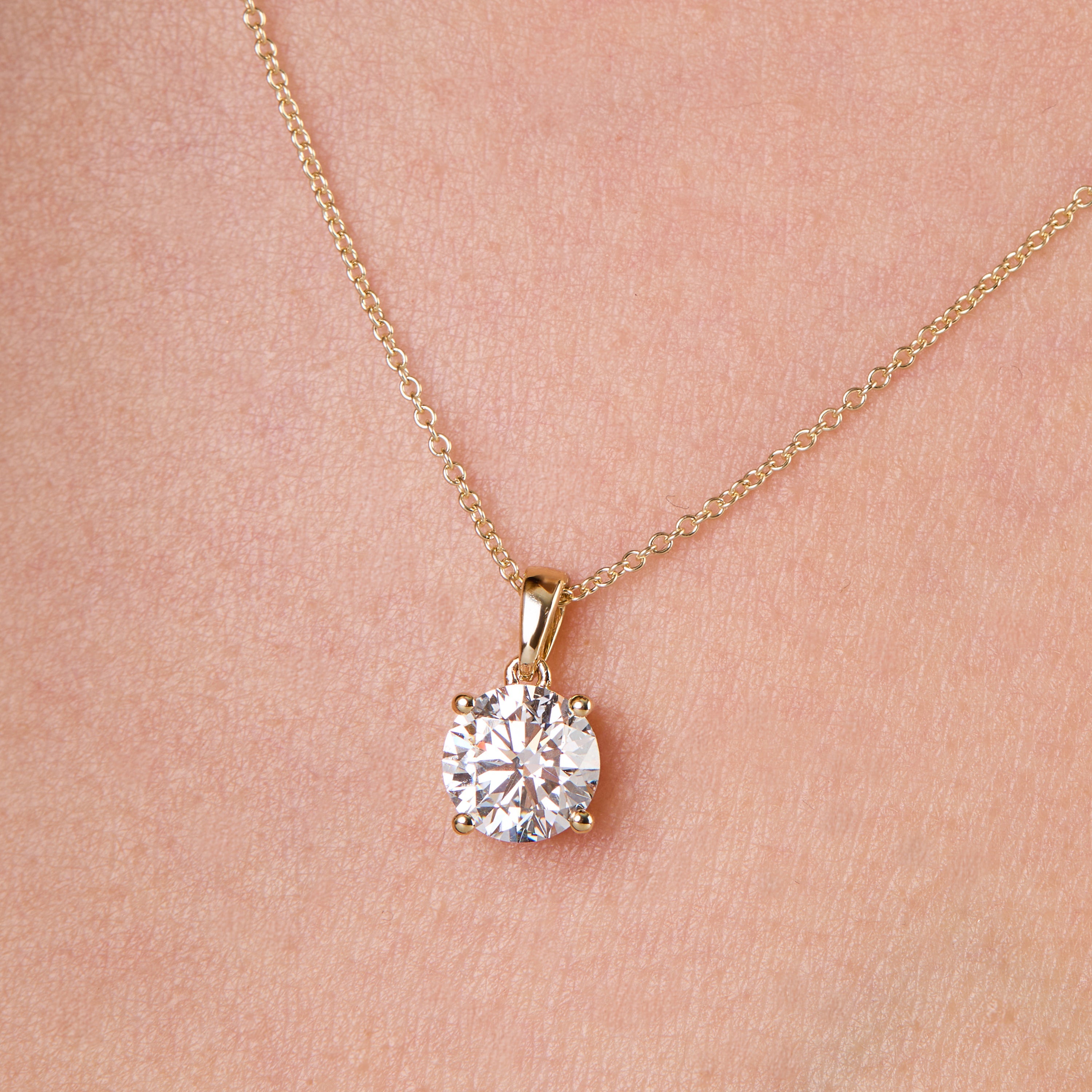 Solitaire 1.5 Carat Lab Grown Diamond Pendant Set in 9ct Yellow Gold