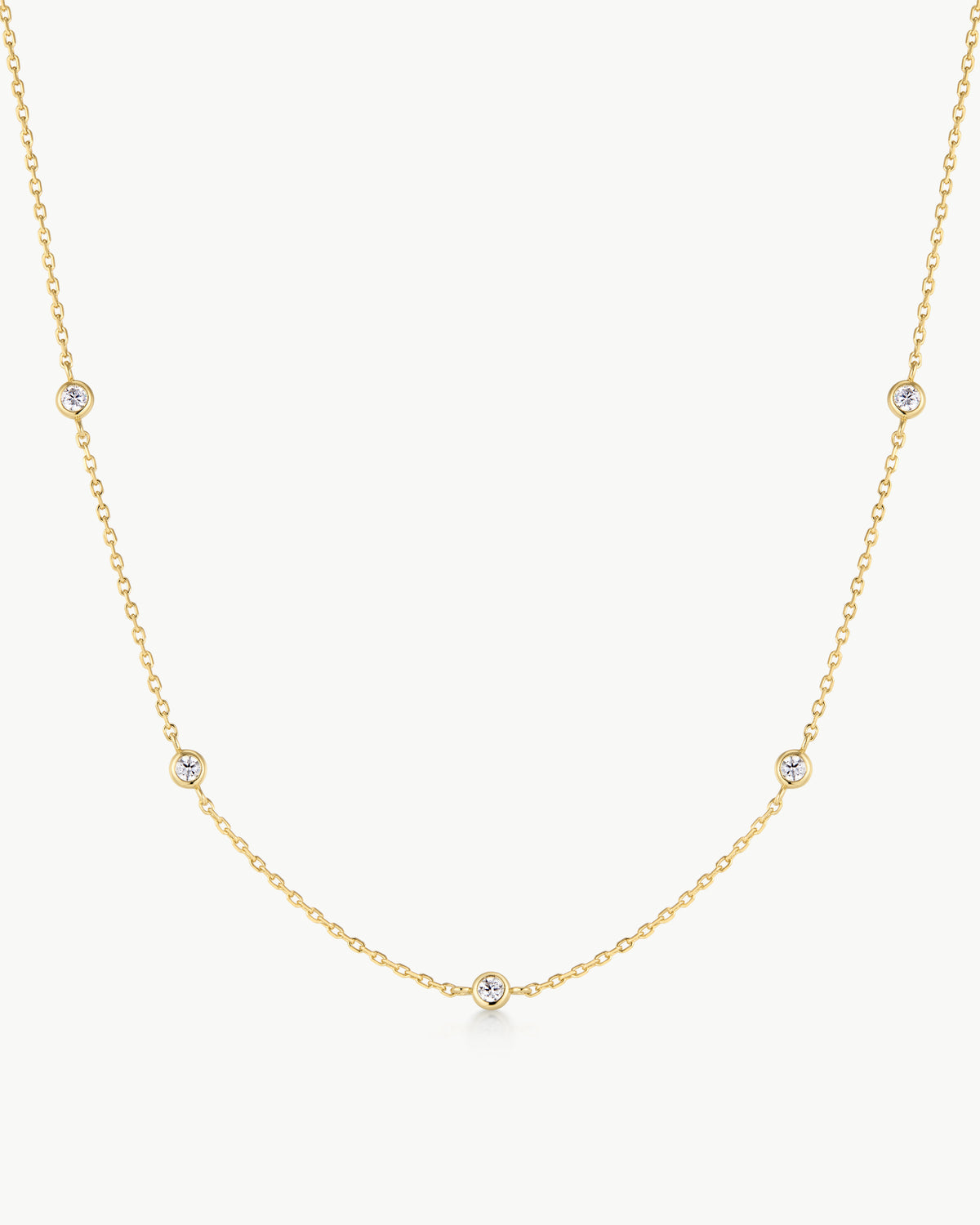 Gold Classic Bezel-Set Station Necklace