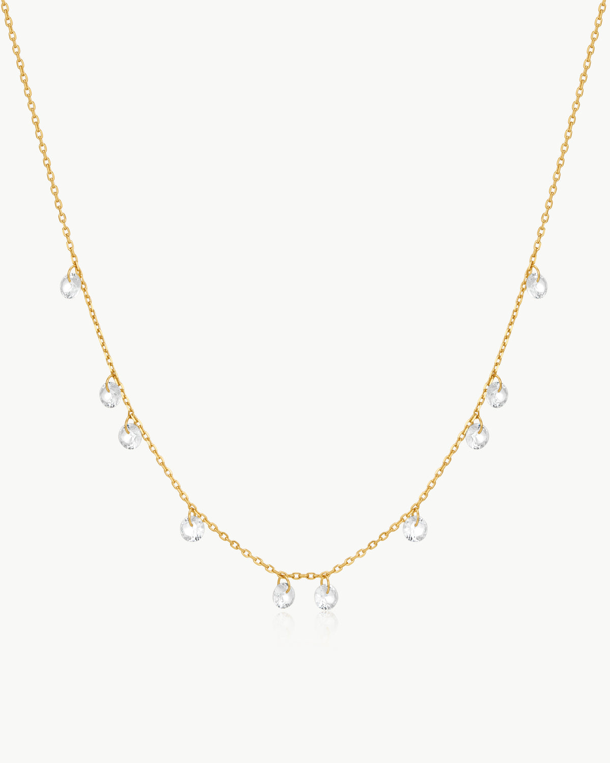 Gold Droplet Station Necklace