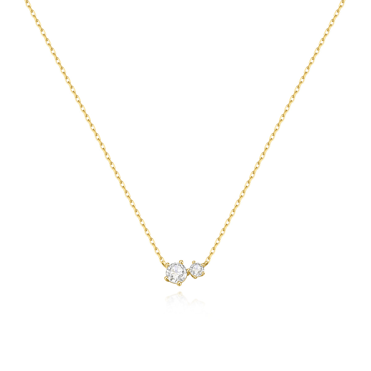 Gold Prong Set Duo Necklace