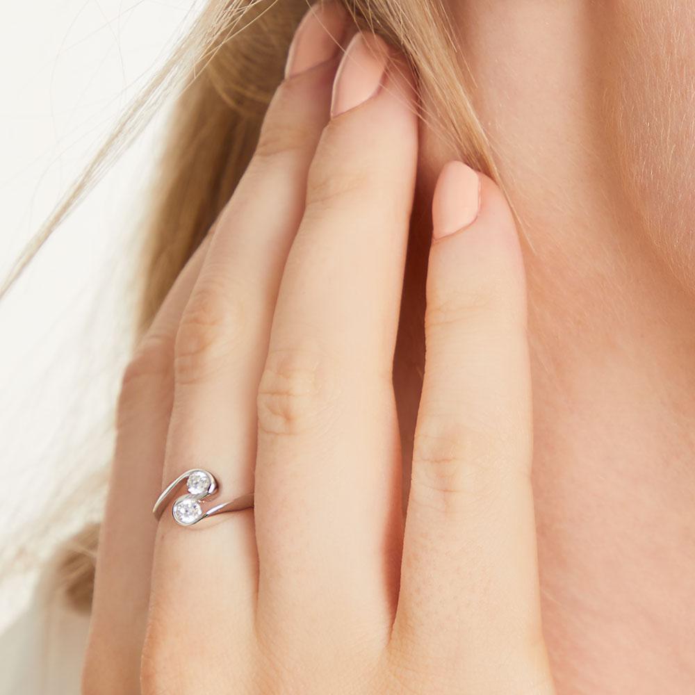 Sterling Silver Cubic Zirconia  S Shape Ring