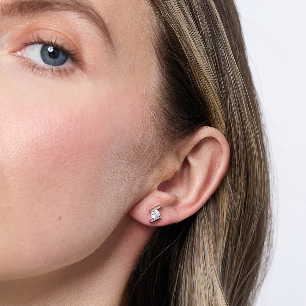Sterling Silver Offset Bar Earrings