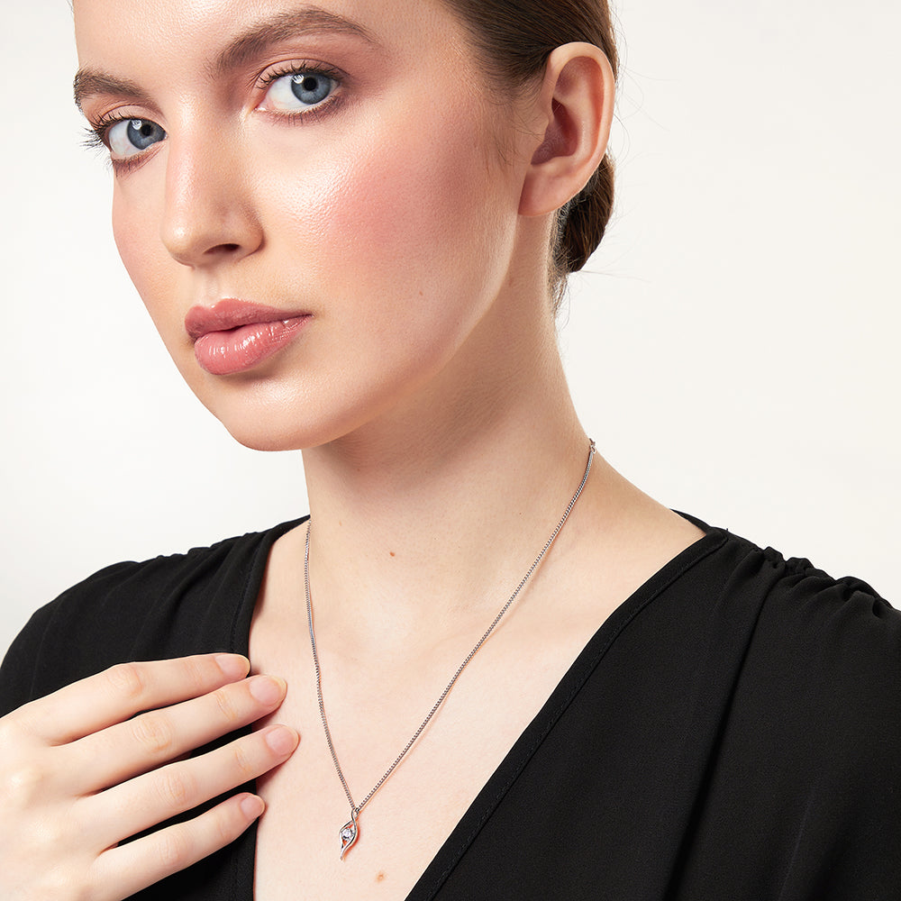 Sterling Silver Eye Shaped Pendant Set With Cubic Zirconia