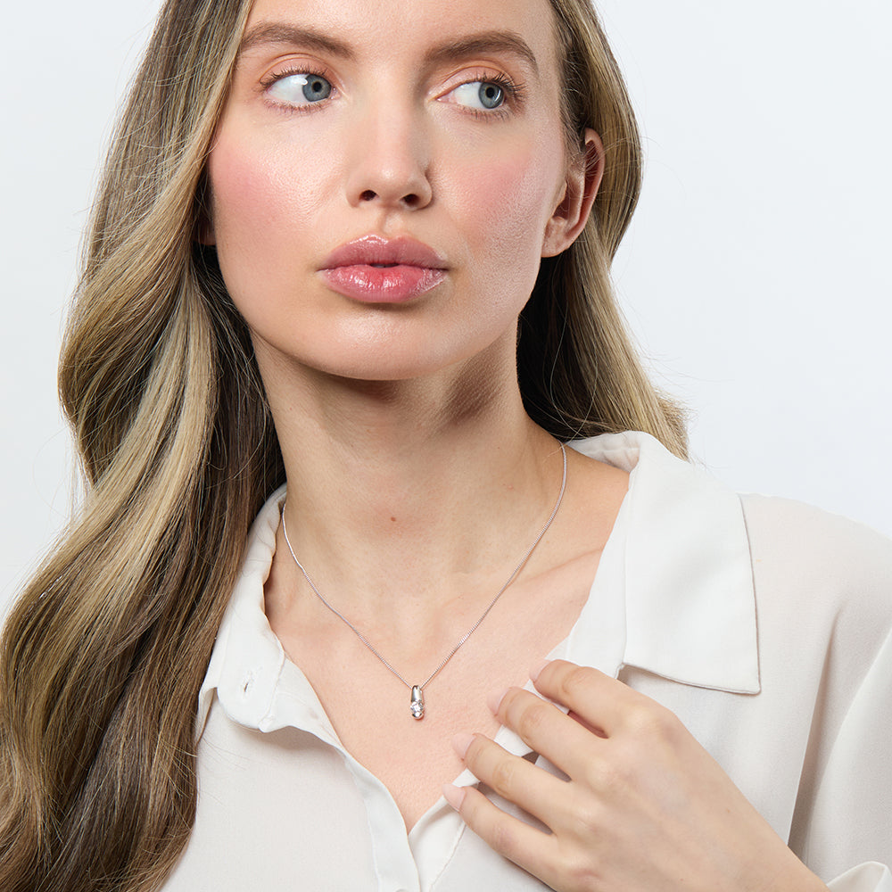 Sterling Silver Cubic Zirconia Tension Set Pendant