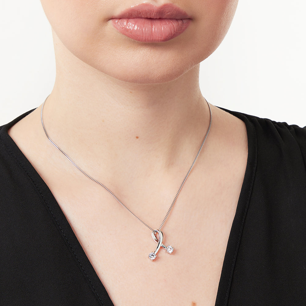 Sterling Silver Kiss  CZ Pendant