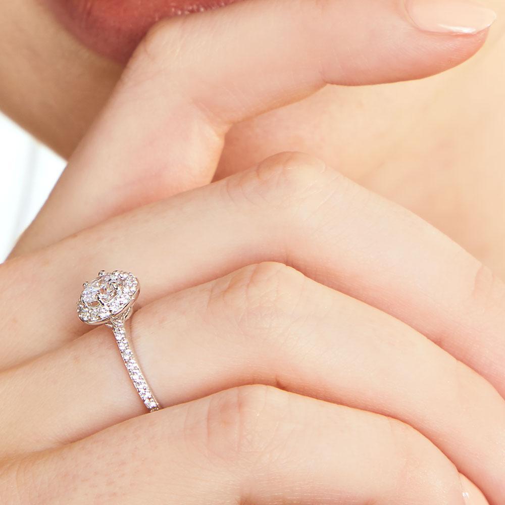 Sterling Silver 1 Carat Halo Ring Set