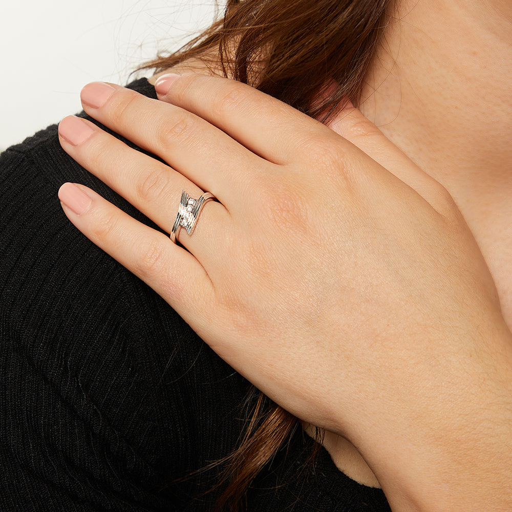 Sterling Silver Ring With Four Cubic Zirconia Stones