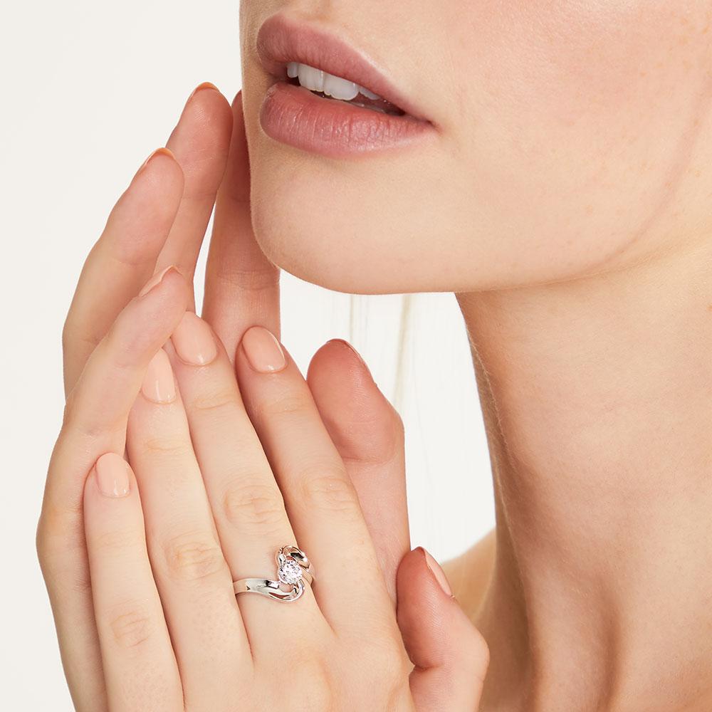 Sterling Silver Solitaire CZ Twisted Ring