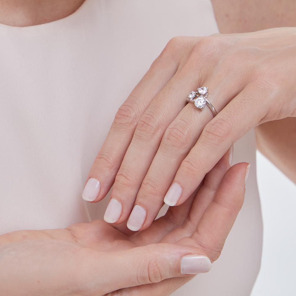 Sterling Silver Three Stone  Graduated Cubic Zirconia Ring